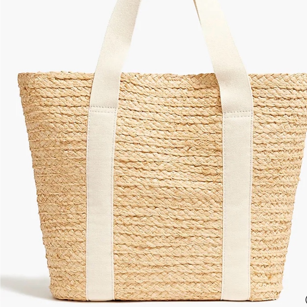 J.Crew Raffia straw structured tote bag NWT